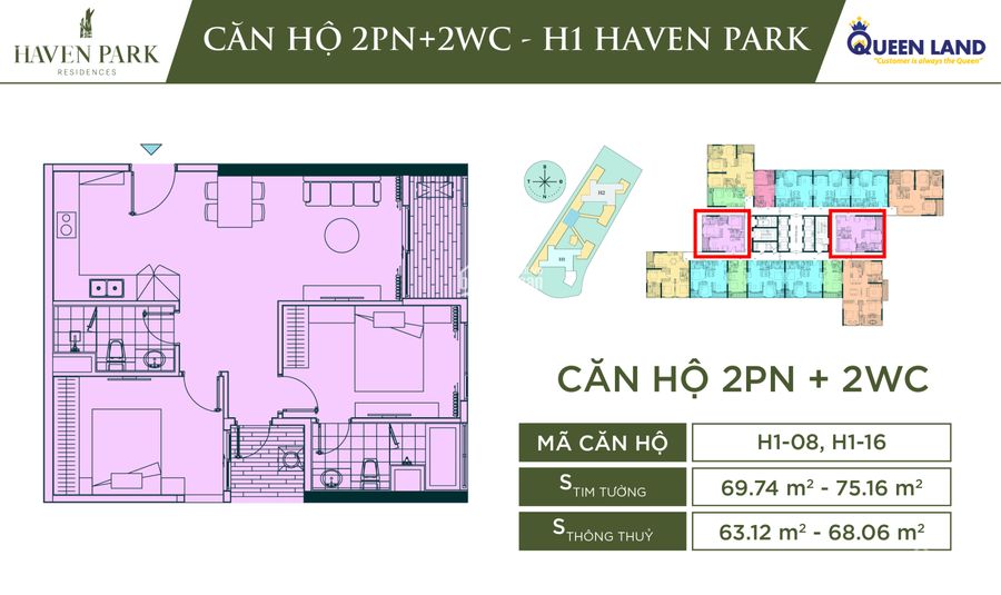 Căn góc chung cư Haven Park, Hưng Yên - 2PN 63m2 giá ưu đãi chỉ 2.1 tỷ !